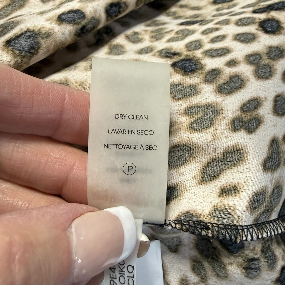 Calvin Klein Leopard Print Shirt Dress Women’s Size 14 Belted Tie Sleeves NEW - Picture 10 of 12